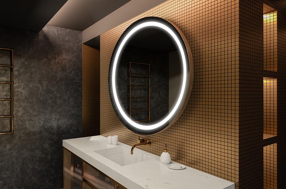 Premium Spiegel rund mit elegantem Leuchtrahmen – beleuchteter spiegel | ARTFORMA