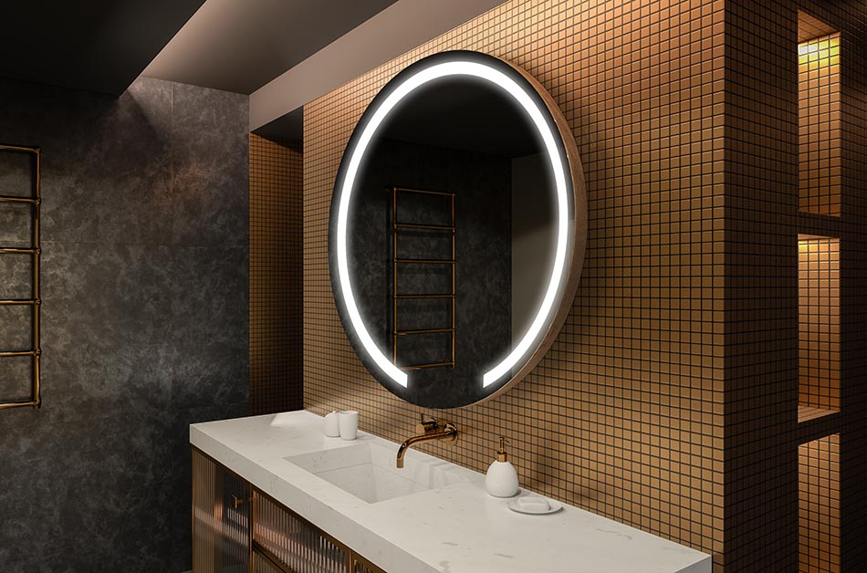 Premium Spiegel rund mit elegantem Leuchtrahmen – beleuchteter spiegel | ARTFORMA
