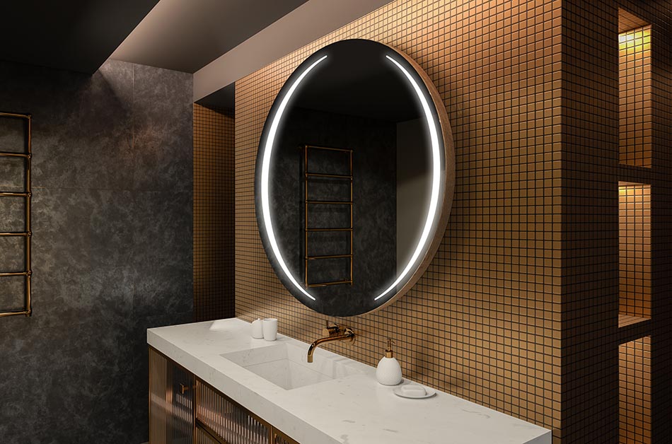 Premium Spiegel rund mit elegantem Leuchtrahmen – beleuchteter spiegel | ARTFORMA