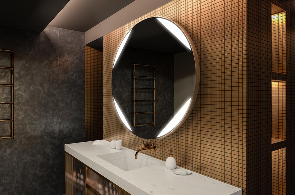 Premium Spiegel rund mit elegantem Leuchtrahmen – beleuchteter spiegel | ARTFORMA