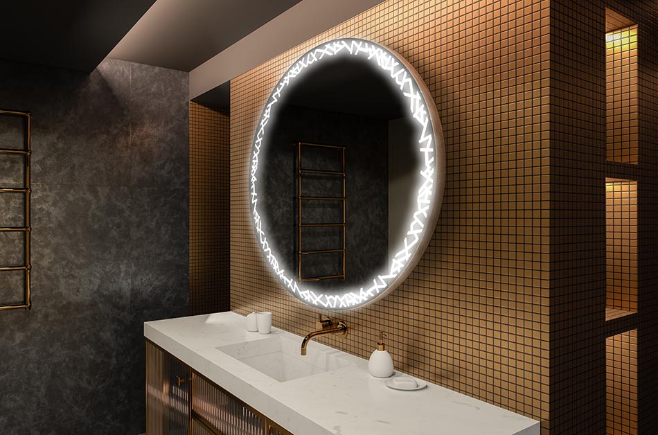 Premium Spiegel rund mit elegantem Leuchtrahmen – beleuchteter spiegel | ARTFORMA