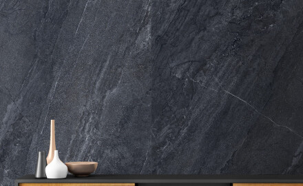 Glasierte Feinsteinzeugfliesen für den Boden, 120 x 280 cm, anthrazitfarben, Steinoptik, matt, A4H1137 Agathos Anthracite
