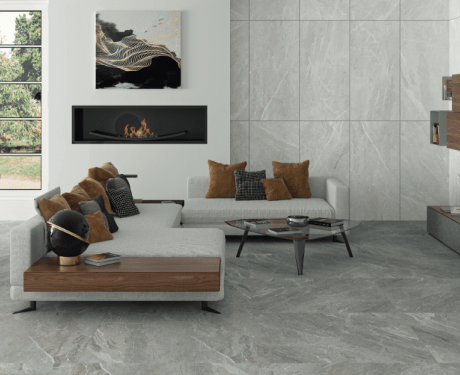 Glasierte Feinsteinzeugfliesen für den Boden, 60 x 120 cm, hellgrau, matt, rektifiziert, A4H125, Materia Pearl