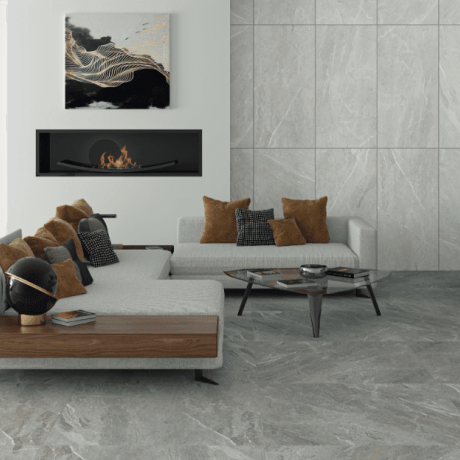 Glasierte Feinsteinzeugfliesen für den Boden, 60 x 120 cm, hellgrau, matt, rektifiziert, A4H125, Materia Pearl #1