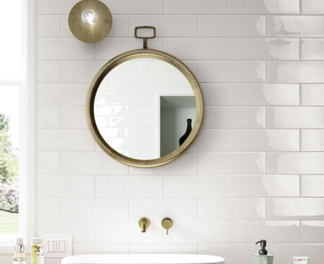 Keramikfliese für die Wand, 10 x 30, weiß, glänzend, flach, A4H17 Blanco Brillo