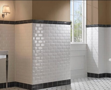 Abgeschrägte Keramikfliese für die Wand, 10 x 20, weiß, glänzend, abgeschrägt, A4H22 Blanco Brillo