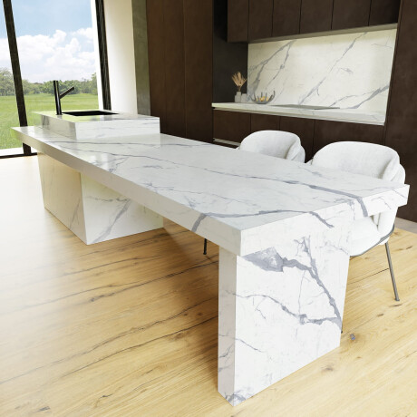 Großformatige Feinsteinzeugfliese 120 x 270 cm, glänzend, mit grauer Ader, rektifiziert, A4H451 Statuario Superiore #10