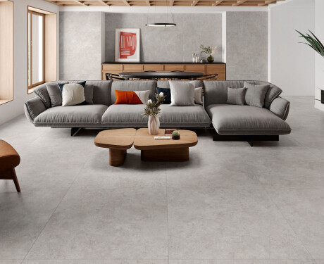 Bodenfliesen 100x100, Travertin, quer geschnitten, matt, grau A4H497 Chrono Grey