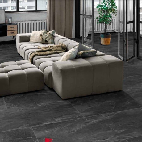 Glasierte Feinsteinzeugfliesen für den Boden, 60 x 120 cm, schwarz matt, rektifiziert, A4H85 Iroc Black #18