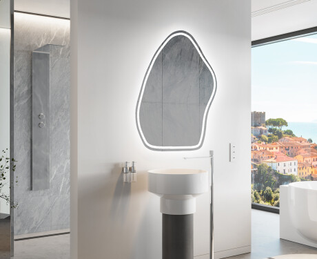 Unregelmäßiger asymmetrischer Spiegel mit LED Beleuchtung G223
