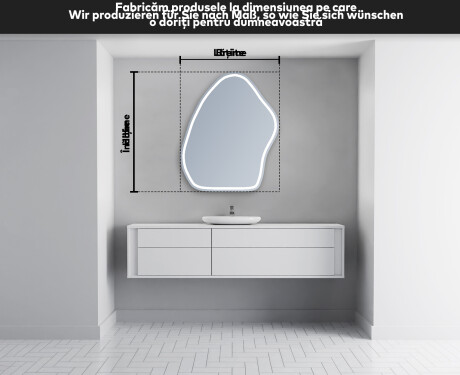 Unregelmäßiger asymmetrischer Spiegel mit LED Beleuchtung G223 #4