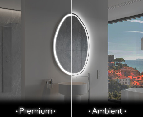 Unregelmäßiger asymmetrischer Spiegel mit LED Beleuchtung U222
