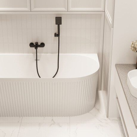Freistehende geriffelte Badewanne Glamour 170 cm, komplett mit Siphon und Stopfen/Ablauf in Weiß #2