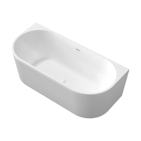 Freistehende geriffelte Badewanne Glamour 170 cm, komplett mit Siphon und Stopfen/Ablauf in Weiß #6