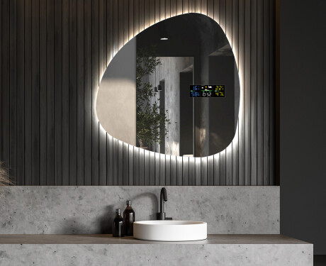 Unregelmäßiger asymmetrischer Spiegel mit LED Beleuchtung J221 #6