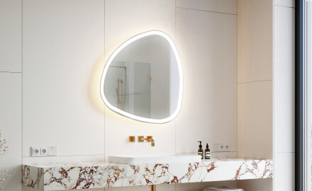 Unregelmäßiger asymmetrischer Spiegel mit LED Beleuchtung J222