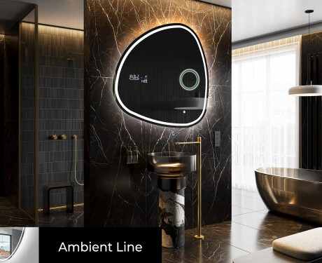 Unregelmäßiger asymmetrischer Spiegel mit LED Beleuchtung J223