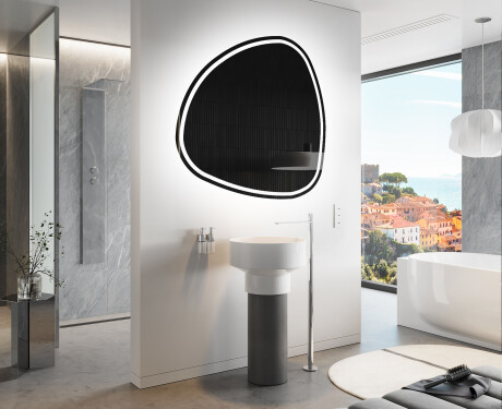 Unregelmäßiger asymmetrischer Spiegel mit LED Beleuchtung J223 #9