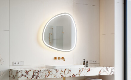 Unregelmäßiger asymmetrischer Spiegel mit LED Beleuchtung J223