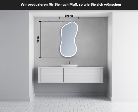 Unregelmäßiger asymmetrischer Spiegel mit LED Beleuchtung K222 #4