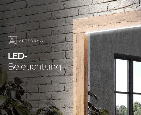 Rechteckig Wandspiegel LED mit Rahmen massivholz L225 #4