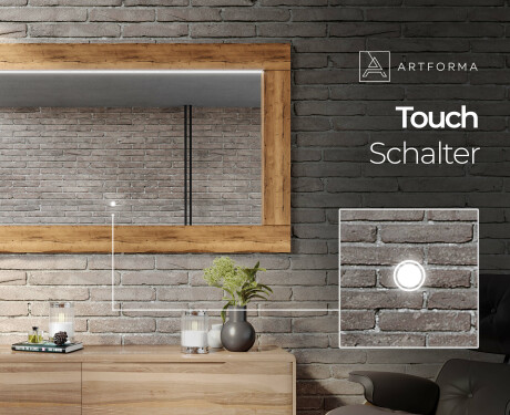 Rechteckig Wandspiegel LED mit Rahmen massivholz L225 #5