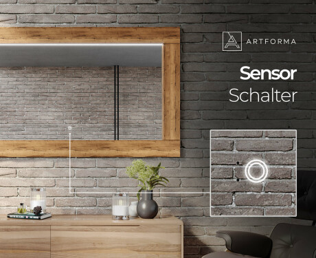 Rechteckig Wandspiegel LED mit Rahmen massivholz L225 #6