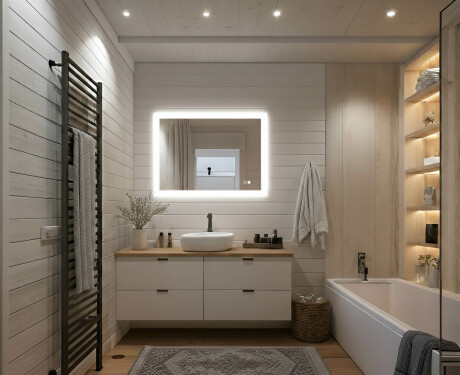 Rechteckiger Badspiegel mit Licht LED  mit Dual color, Touch Schalter, Heizmatte