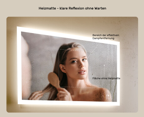 Rechteckiger Badspiegel mit Licht LED  mit Dual color, Touch Schalter, Heizmatte #5