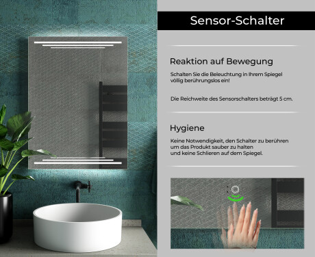 Rechteckiger Badspiegel mit LED Beleuchtung L75 #7