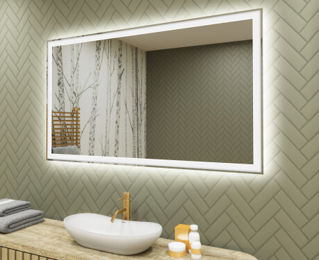 Rechteckiger Badspiegel mit LED Beleuchtung 120x70cm mit kaltem LED-Licht 7000K, warmem Licht 3000K oder neutralem Licht 4500K