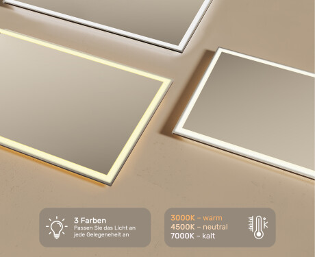 Rechteckiger Badspiegel mit LED Beleuchtung 120x70cm mit kaltem LED-Licht 7000K, warmem Licht 3000K oder neutralem Licht 4500K #3