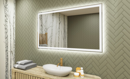 Rechteckiger Badspiegel mit LED Beleuchtung 120x70cm mit kaltem LED-Licht 7000K, warmem Licht 3000K oder neutralem Licht 4500K
