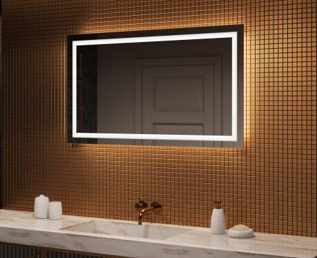 Rechteckiger Badspiegel mit LED Beleuchtung 120x70cm mit kaltem LED-Licht 7000K, warmem Licht 3000K oder neutralem Licht 4500K