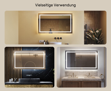 Rechteckiger Badspiegel mit LED Beleuchtung 120x70cm mit kaltem LED-Licht 7000K, warmem Licht 3000K oder neutralem Licht 4500K #2