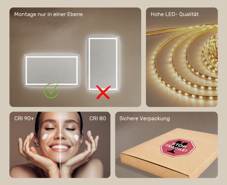 Rechteckiger Badspiegel mit LED Beleuchtung 120x70cm mit kaltem LED-Licht 7000K, warmem Licht 3000K oder neutralem Licht 4500K #5