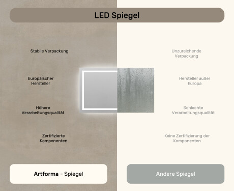 Rechteckiger Badspiegel mit LED Beleuchtung 120x70cm mit kaltem LED-Licht 7000K, warmem Licht 3000K oder neutralem Licht 4500K #6