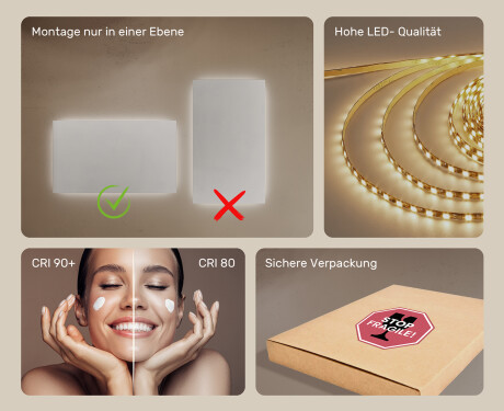 Rechteckiger Badspiegel mit LED Beleuchtung 120x70cm mit kaltem LED-Licht 7000K, warmem Licht 3000K oder neutralem Licht 4500K #5