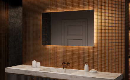 Rechteckiger Badspiegel mit LED Beleuchtung 120x70cm mit kaltem LED-Licht 7000K, warmem Licht 3000K oder neutralem Licht 4500K