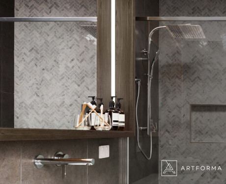 LED-Badspiegel mit WoodenFrame-Rahmen in der Farbe Oslo-Eiche #10