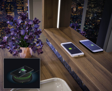 LED-Badspiegel mit WoodenFrame-Rahmen in der Farbe Oslo-Eiche #7