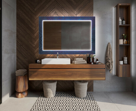 Hinterleuchteter dekorativer Spiegel für das Badezimmer - Blue Drawing #12