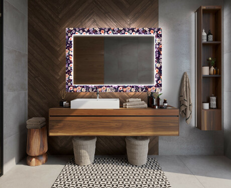 Hinterleuchteter dekorativer Spiegel für das Badezimmer - Elegant Flowers #12