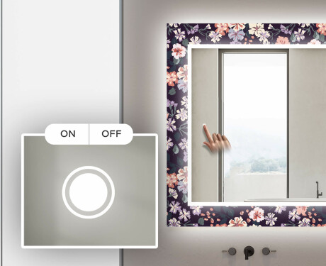 Hinterleuchteter dekorativer Spiegel für das Badezimmer - Elegant Flowers #4