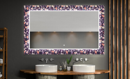 Hinterleuchteter dekorativer Spiegel für das Badezimmer - Elegant Flowers