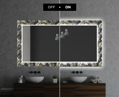 Hinterleuchteter dekorativer Spiegel für das Badezimmer - Goldy Palm #7