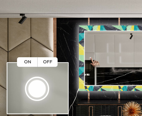 Dekorativer Spiegel mit LED-Beleuchtung für das Esszimmer - Abstract Geometric #4