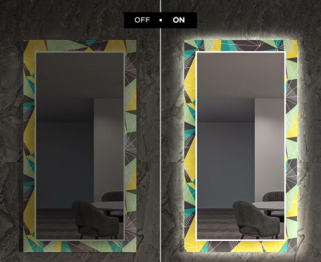 Dekorativer Spiegel mit LED-Beleuchtung für das Esszimmer - Abstract Geometric #7