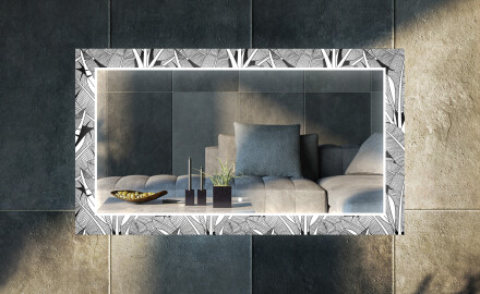 Dekorativer Spiegel mit LED-Beleuchtung für das Wohnzimmer - Black and White Jungle