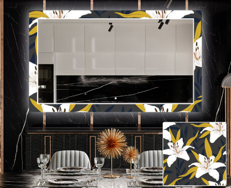 Dekorativer Spiegel mit LED-Beleuchtung für das Esszimmer - Bell Flowers